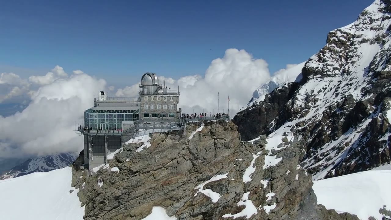 The Sphinx observatory at Jungfraujoch from the air